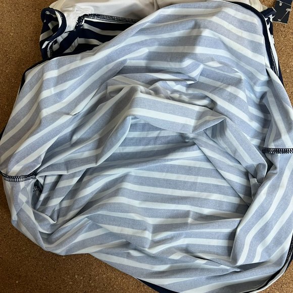 New Lands' End Halter Dresskini Swim Dress Blue  & White Striped Modest sz 2 - Picture 5 of 6